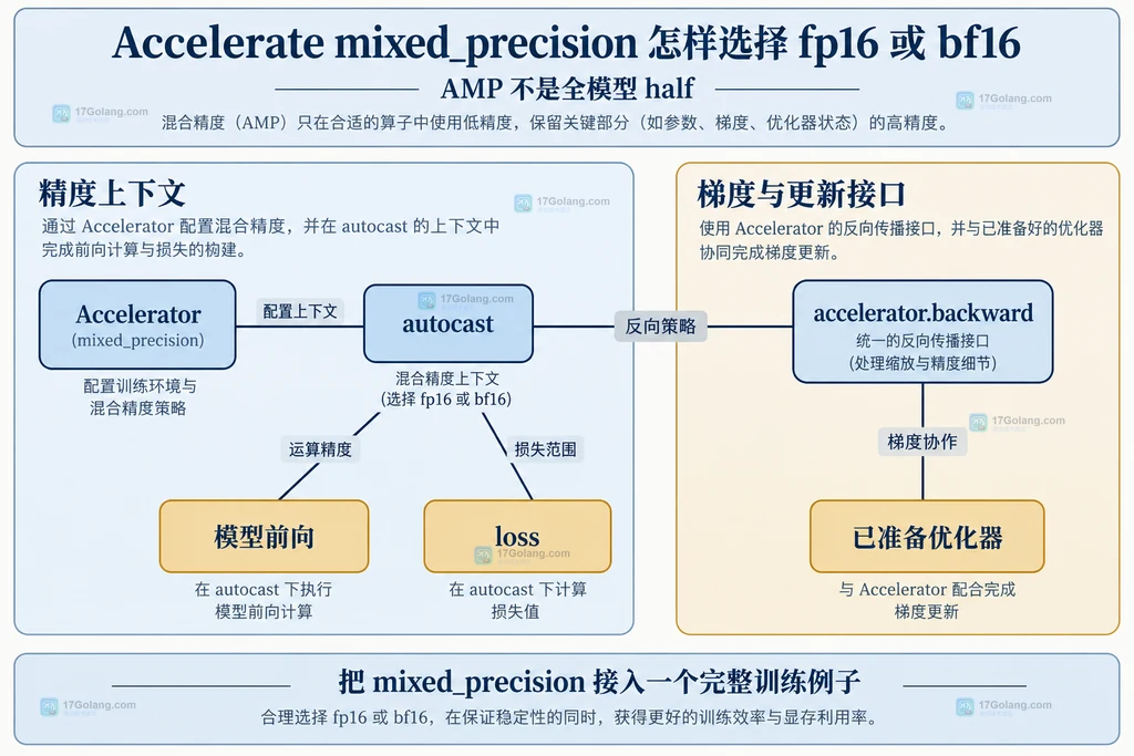 Accelerator、模型前向、损失、反向与优化器之间的静态配置关系