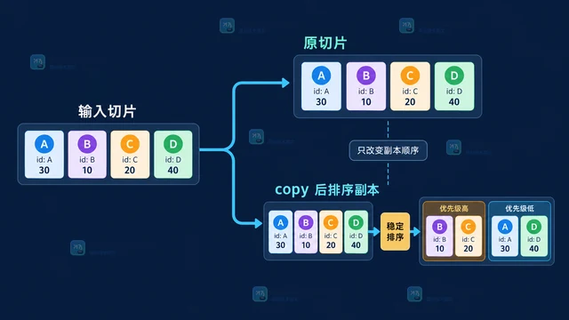 Go sort.SliceStable 保持同键顺序的排序实现