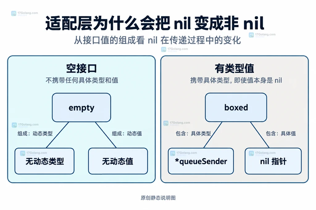 空接口与携带nil指针的接口在类型和值上的静态差异