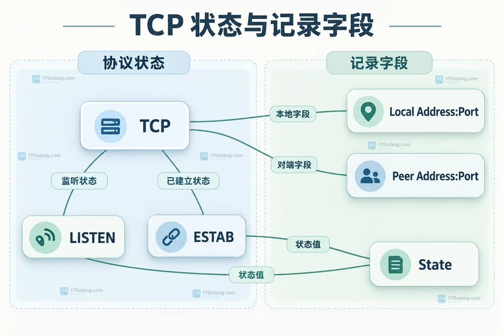TCP 状态与套接字地址字段的静态关系