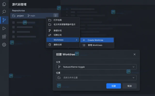 Git 图形客户端怎样管理多个 worktree