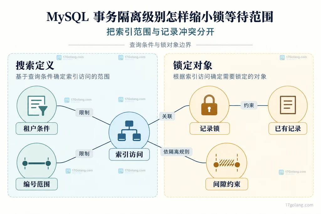范围条件、索引访问、记录锁和间隙约束的静态关系说明图