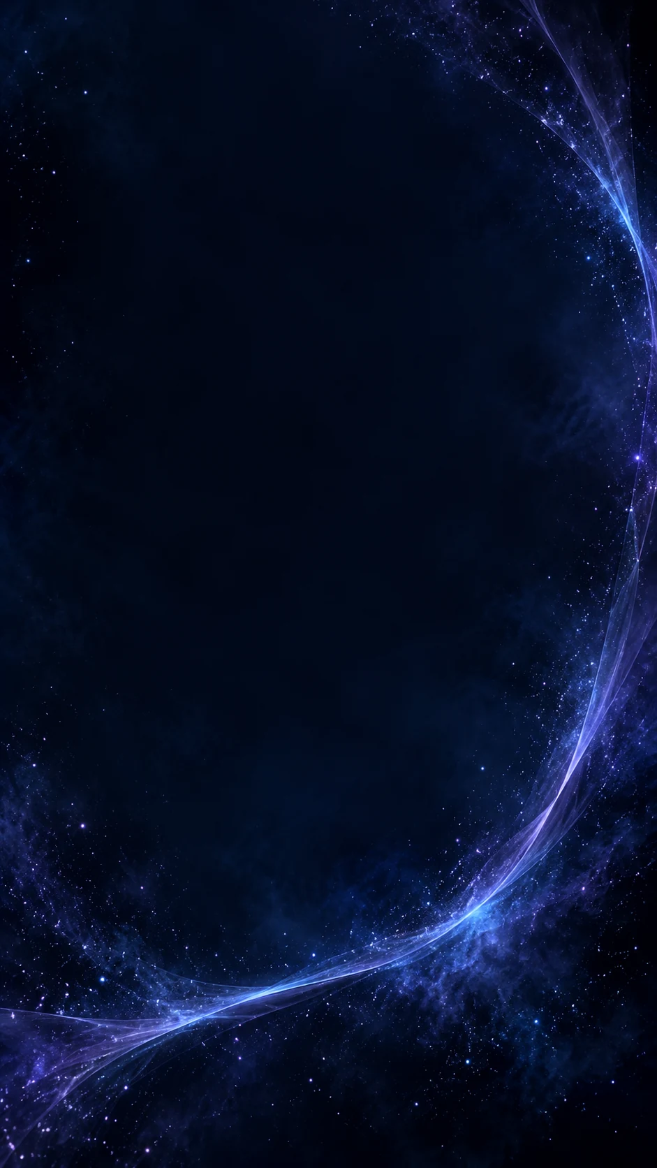 深靛色竖屏星尘壁纸变体,右侧和下缘有细窄紫蓝弧形流光