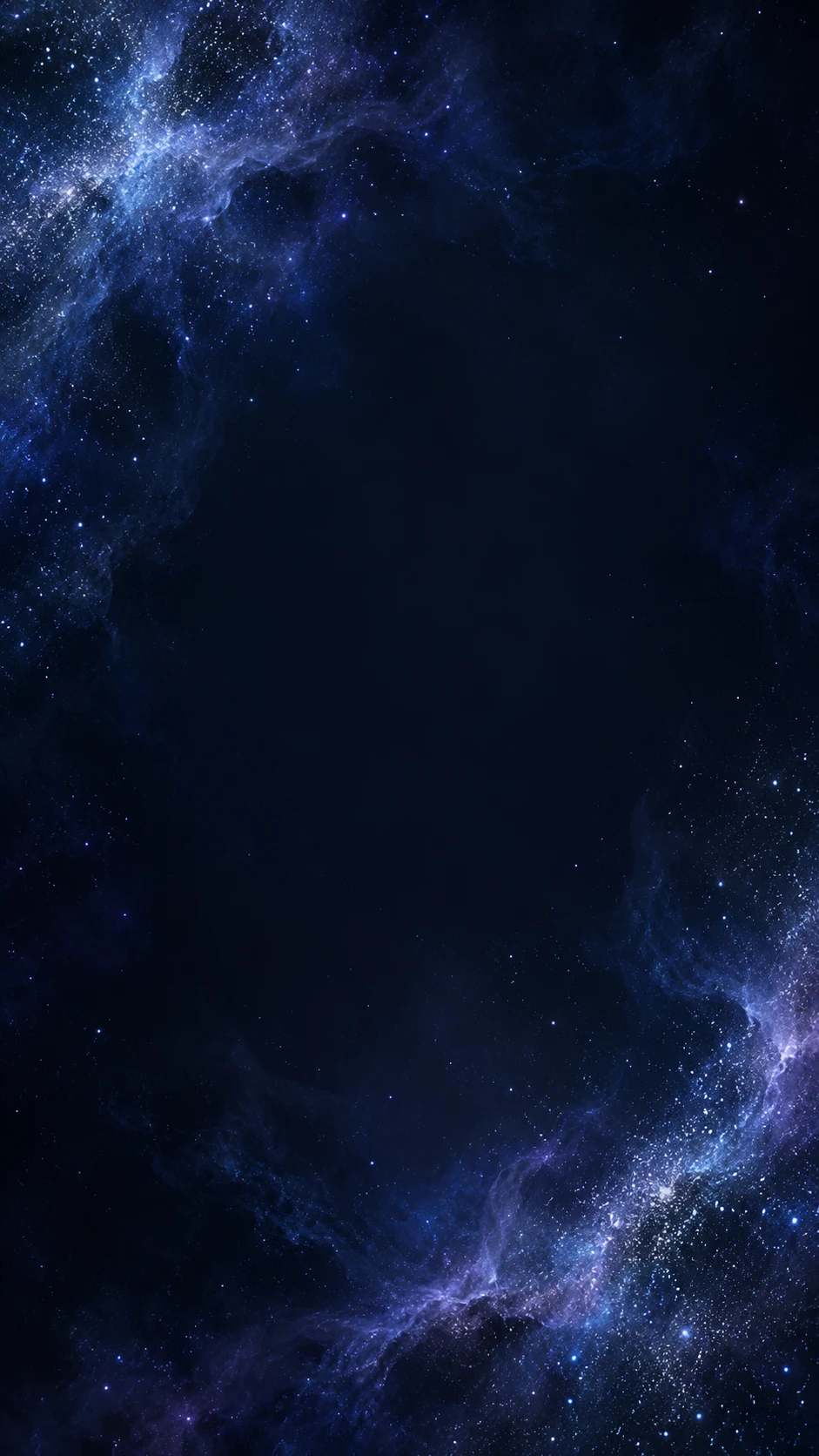 深靛色竖屏星尘壁纸,星尘集中在边缘,中央保持平滑暗区