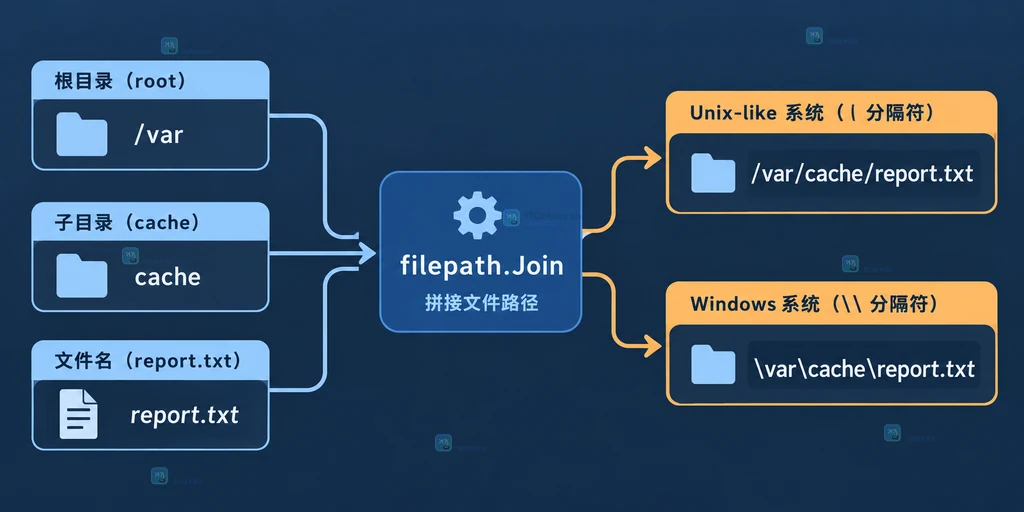 filepath Join 将目录片段组合为跨平台本地路径的结构说明图