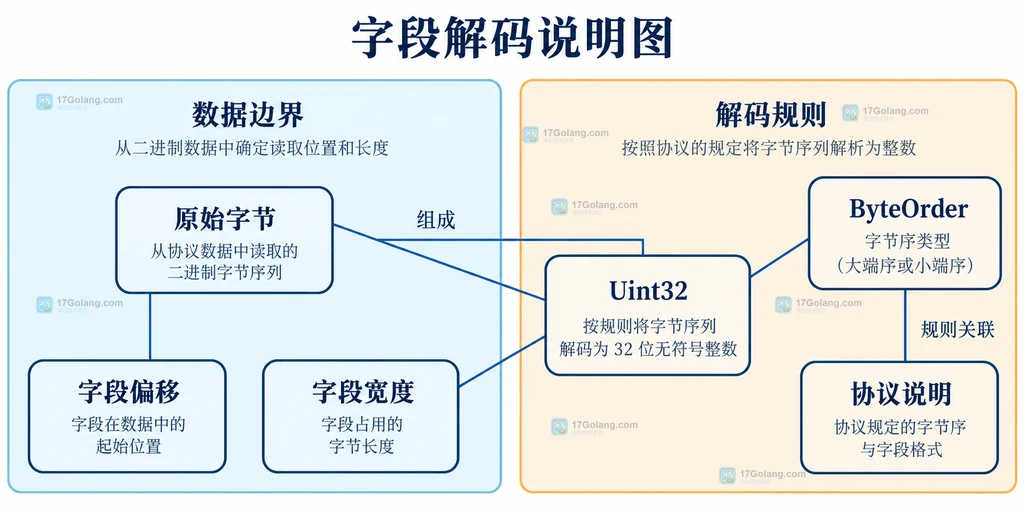 协议字节序字段宽度偏移与解码方法的静态关系