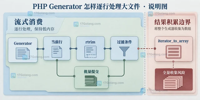 PHP Generator 怎样逐行处理大文件