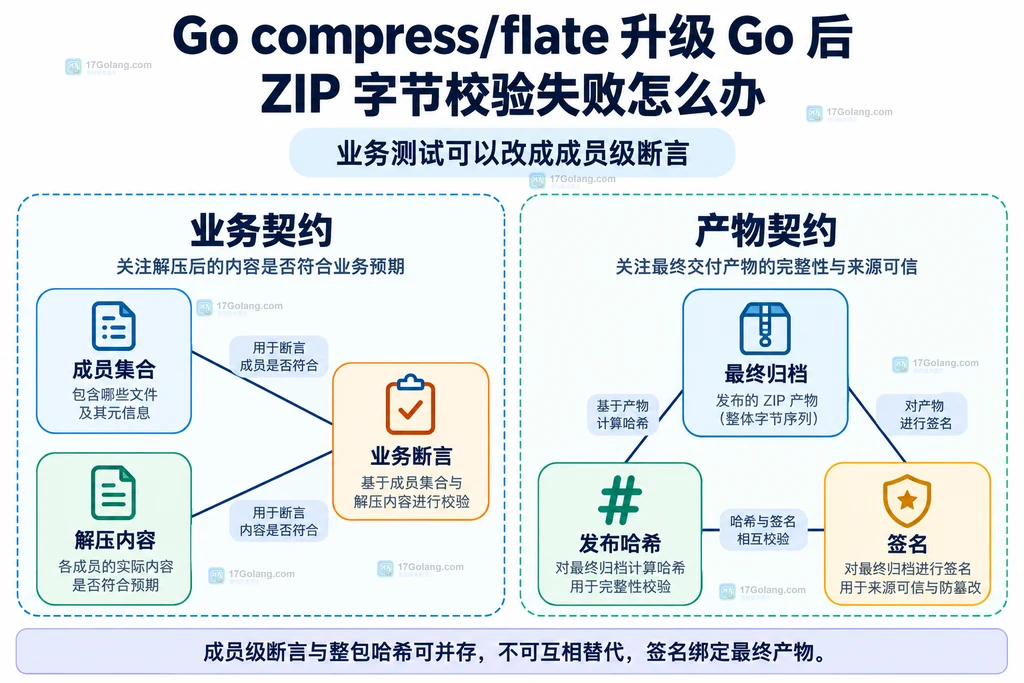 ZIP业务测试与发布完整性契约关系图