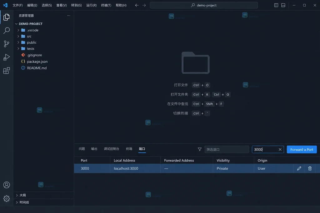 Ports面板中新增端口及识别目标转发条目的原创界面说明