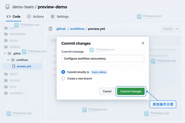 Actions concurrency 怎样取消旧工作流