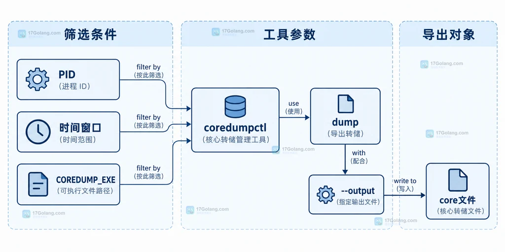 图1:筛选对象、dump 动作和输出文件之间的静态关系