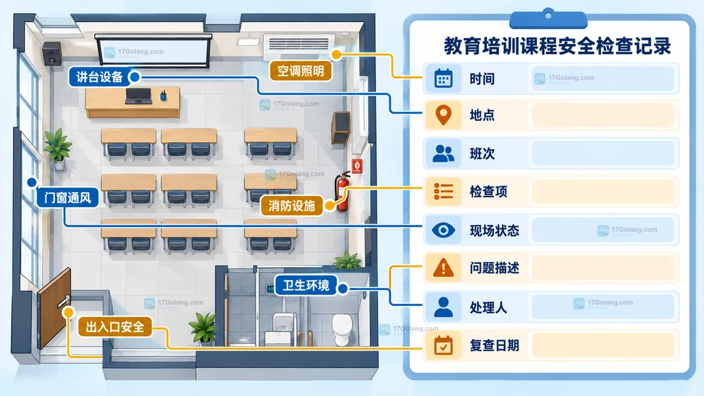 教育培训课程安全巡查记录字段关系说明图