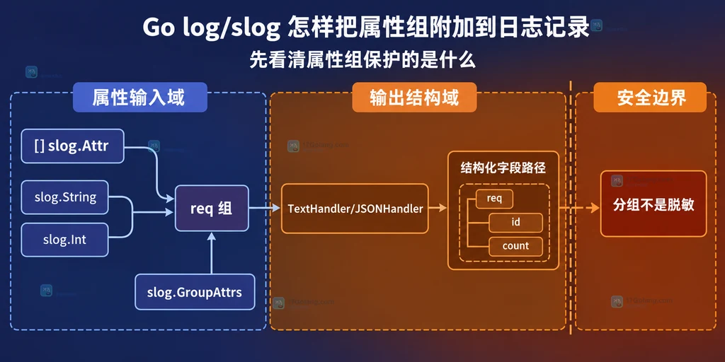 slog GroupAttrs 属性输入与结构化字段路径关系说明图