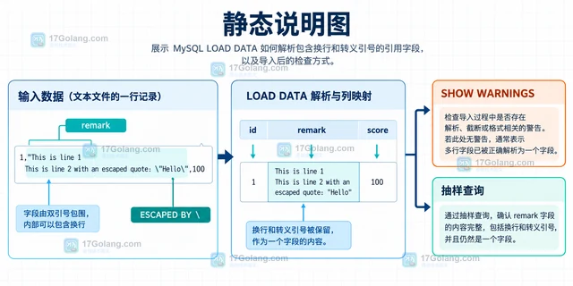 MySQL LOAD DATA 怎样处理包含换行的字段
