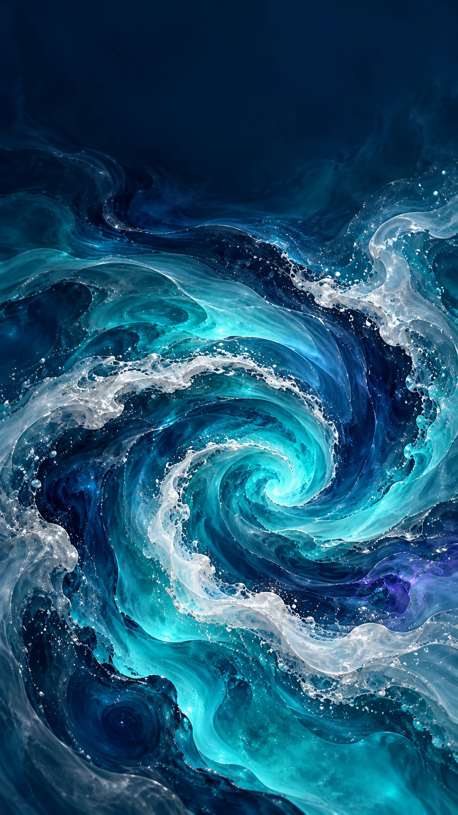 青绿靛蓝圆形流体涡流组成的手机壁纸变体