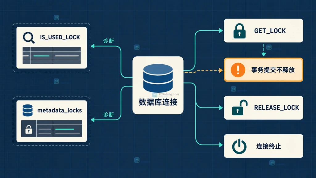 Session A 和 Session B 竞争同一个 MySQL GET_LOCK 命名锁的结构说明图