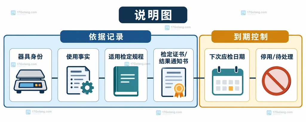 企业计量器具检定周期台账与到期控制关系说明图