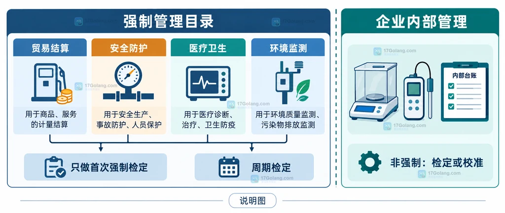 企业计量器具从使用场景到强制管理目录的判断关系说明图