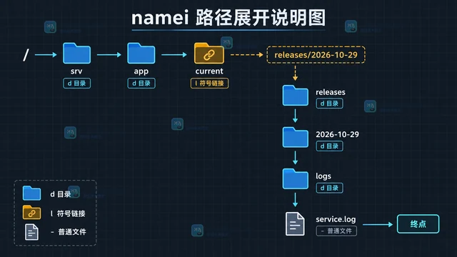 Linux namei 怎样识别路径中的符号链接展开