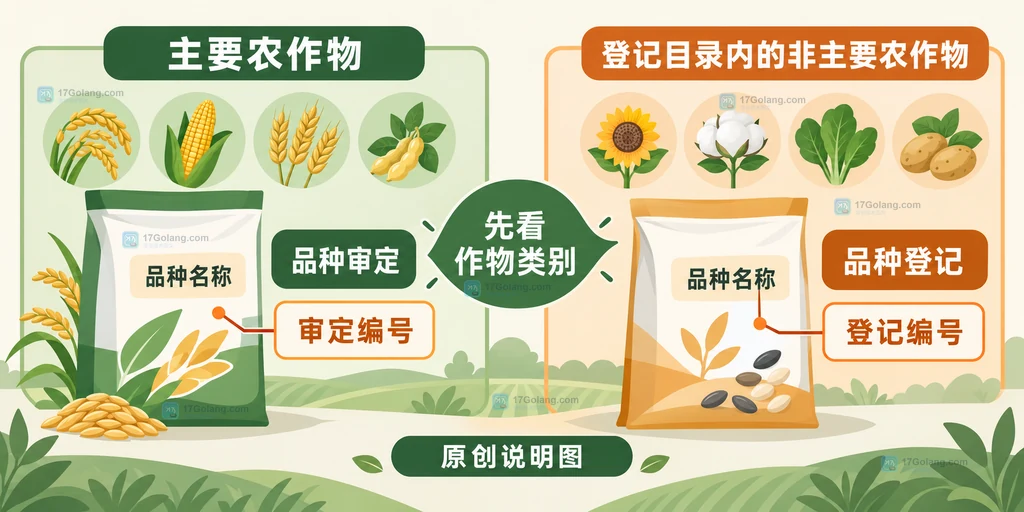 主要农作物品种审定与登记目录内非主要农作物品种登记的对照说明图