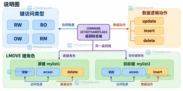 Redis COMMAND GETKEYSANDFLAGS 怎样显示参数中的键访问标志