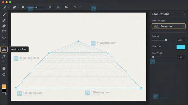 Krita 怎样用透视辅助尺限制笔画方向