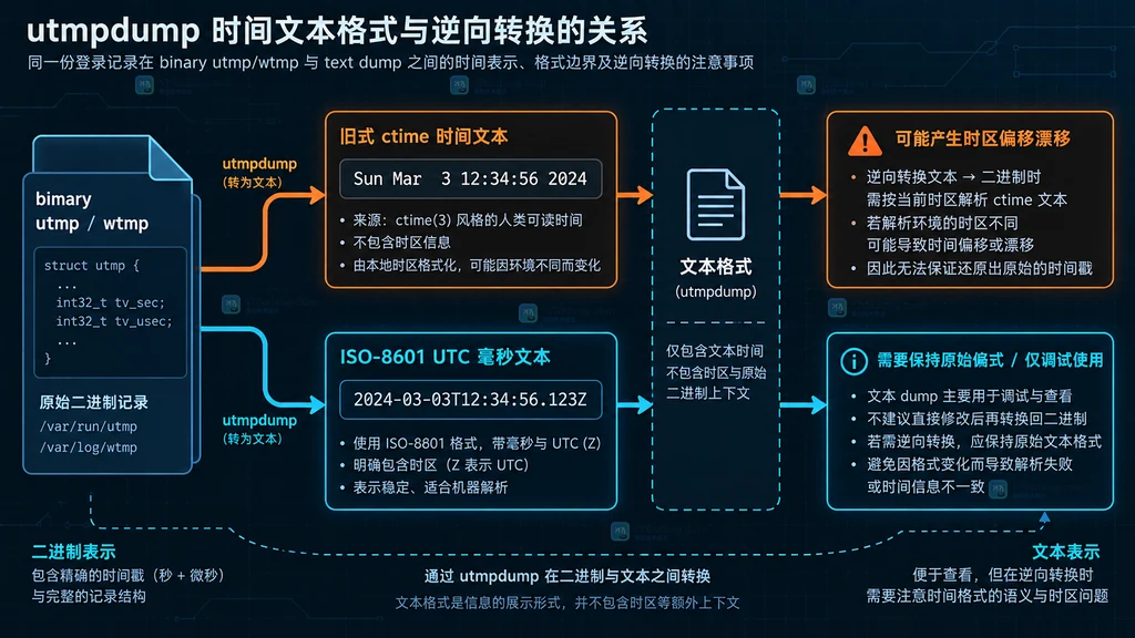 utmpdump原始记录文本副本临时二进制结果和活动文件之间的安全边界关系图
