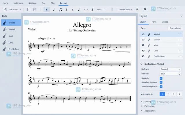 MuseScore Studio 怎样从总谱打开单独声部分谱