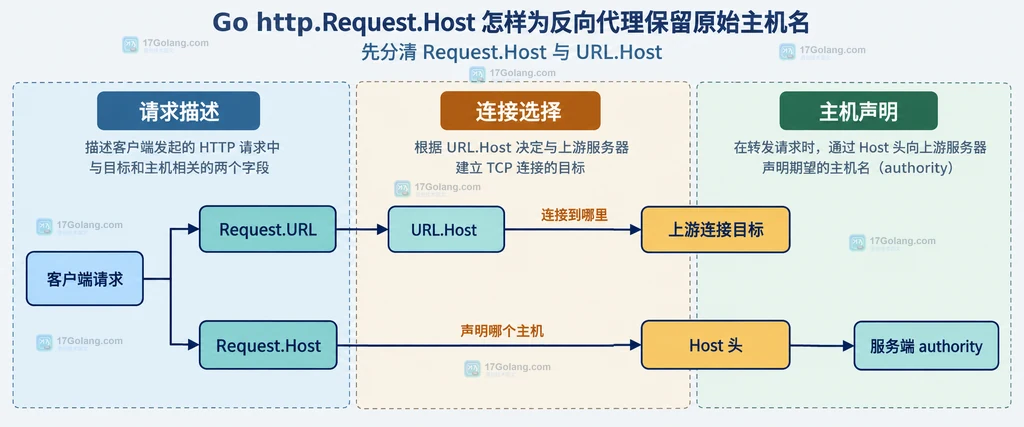 Go Request.URL、URL.Host、Request.Host与Host头之间关系的静态说明图