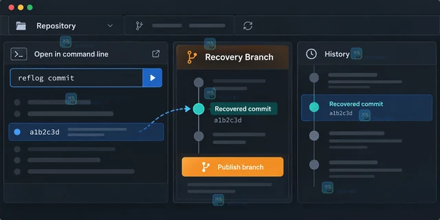 GitHub Desktop 怎样恢复未提交的丢失分支提交