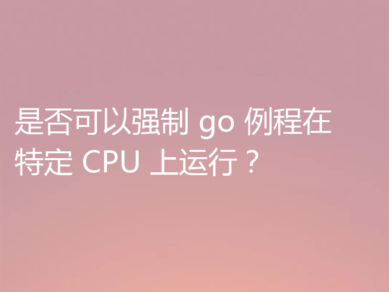 是否可以强制 go 例程在特定 CPU 上运行？