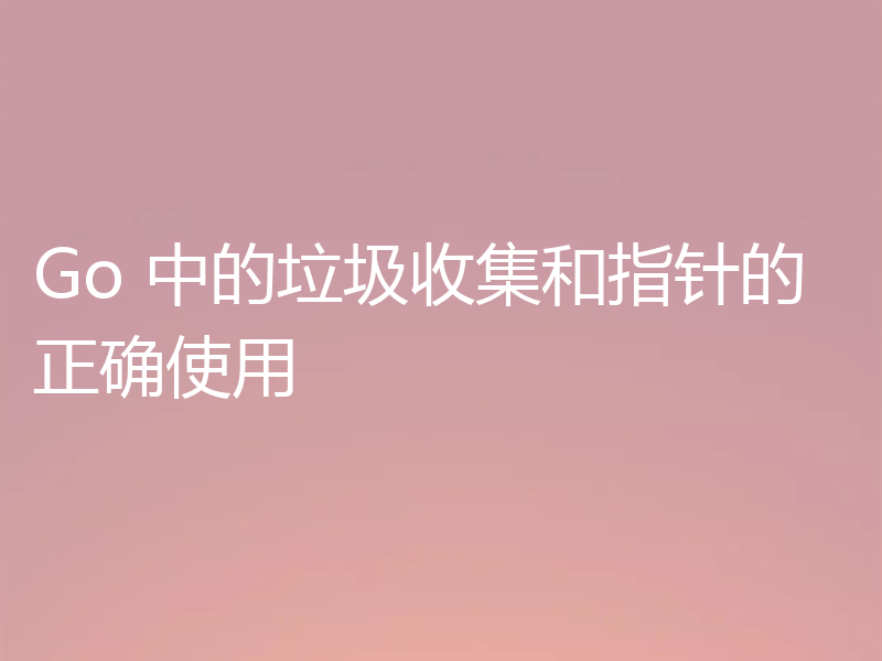 Go 中的垃圾收集和指针的正确使用