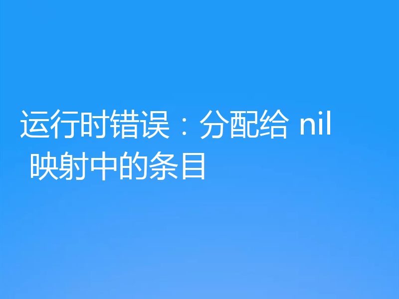 运行时错误：分配给 nil 映射中的条目