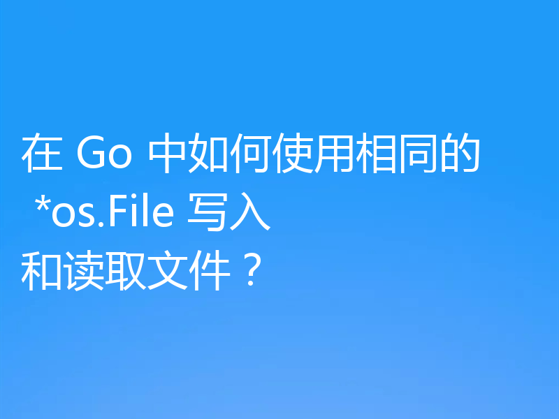 在 Go 中如何使用相同的 *os.File 写入和读取文件？