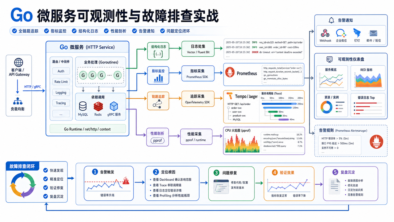 Go 微服务可观测性与故障排查实战