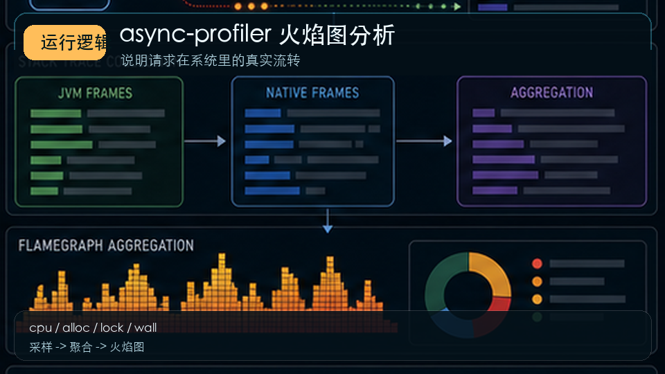 async-profiler 火焰图分析：CPU、分配与锁竞争定位方法 运行逻辑图