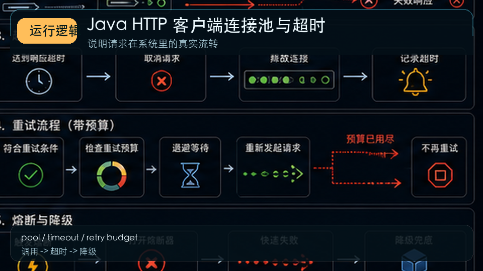 Java HTTP 客户端性能优化：连接复用、超时和重试边界 运行逻辑图