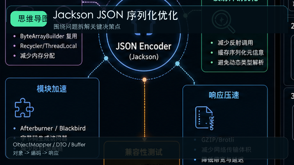 Jackson JSON 序列化优化：ObjectMapper 复用与字段裁剪 思维导图