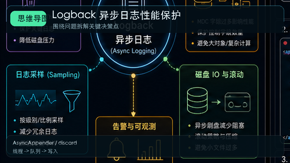 Logback 异步日志优化：高并发接口如何避免日志拖慢请求 思维导图