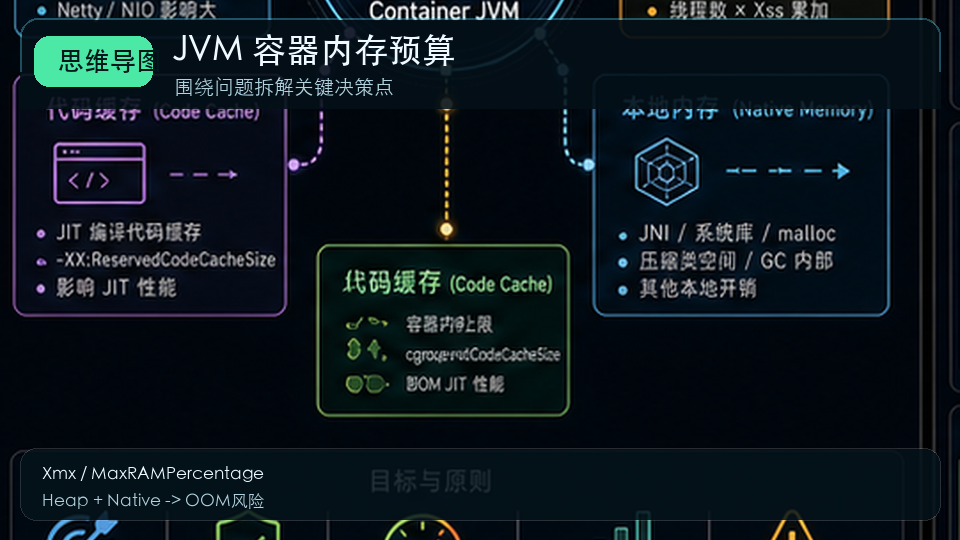 Spring Boot 容器内存优化：JVM 堆、非堆与 MaxRAMPercentage 思维导图