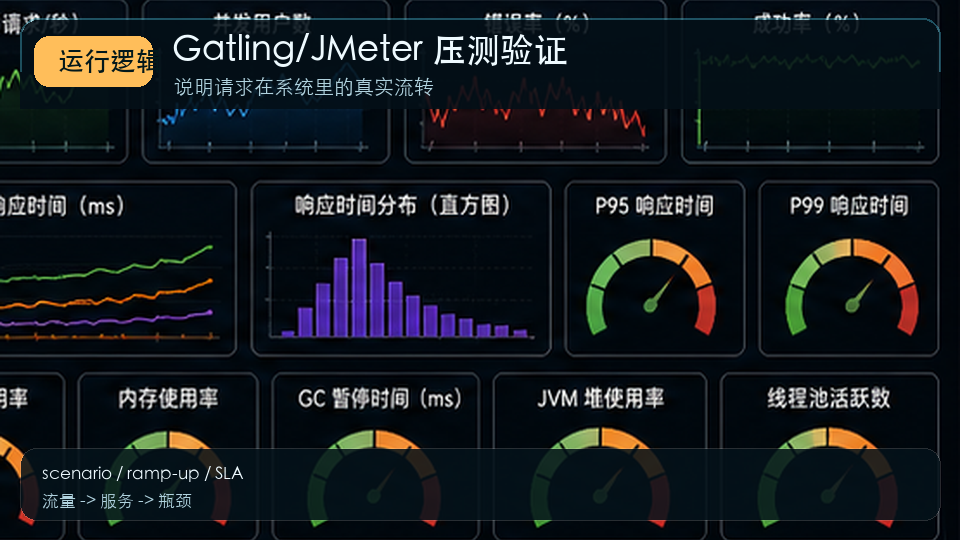 Spring Boot 压测验证：Gatling、JMeter 与性能回归门禁 运行逻辑图